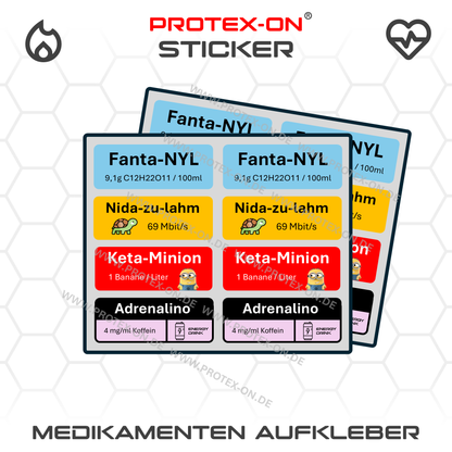 Fictional medication stickers (emergency services)
