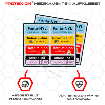 Fictional medication stickers (emergency services)