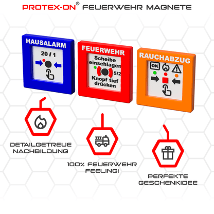 Feuerwehr Druckknopfmelder Kühlschrankmagnet Set