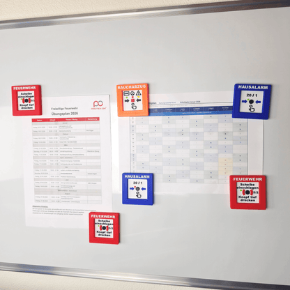 Feuerwehr Druckknopfmelder Kühlschrankmagnet Set